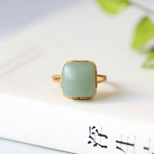 Load image into Gallery viewer, Lokaloca Natural Fine Jade Square Adjustable Ring
