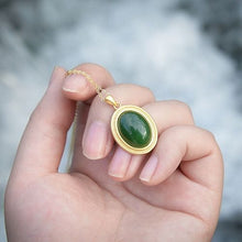 Load image into Gallery viewer, Natural Fine Jade Green Oval Pendant Necklace Vintage Style Retro Unique Craft Charm Women&#39;s Silver Jewelry
