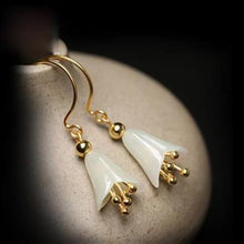 Load image into Gallery viewer, Natural Fine Jade Lily Orchid Earrings Retro Designer Craftsmanship Elegant Charm Women&#39;s Silver Jewelry
