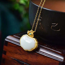 Load image into Gallery viewer, Natural Fine White Jade Lotus Pendant Necklace Vintage Style Retro Unique Ancient Golden Craft Elegant Women Silver Jewelry
