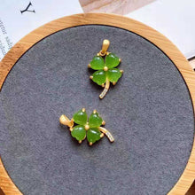 Load image into Gallery viewer, Lokaloca Natural Fine Jade Lucky Clover Pendant Necklace
