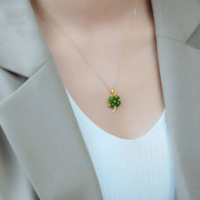 Load image into Gallery viewer, Lokaloca Natural Fine Jade Lucky Clover Pendant Necklace
