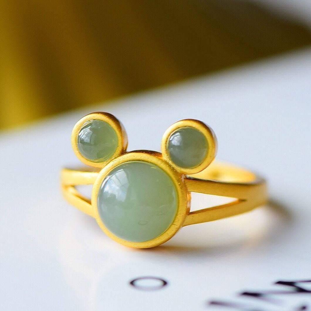 Lokaloca Natural Fine Jade Cute Adjustable Ring