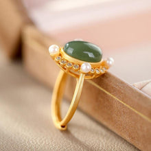 Load image into Gallery viewer, Lokaloca Natural Fine Jade Pearl Silver Open Rings
