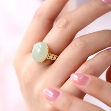 Load image into Gallery viewer, Natural Fine Jade Oval Love Opening Adjustable Ring Vintage Retro Charm Women&#39;s Silver Jewelry
