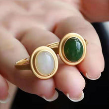 Load image into Gallery viewer, Lokaloca Natural Fine Jade Oval Opening Adjustable Ring
