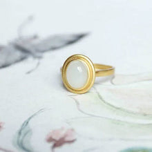 Load image into Gallery viewer, Lokaloca Natural Fine Jade Oval Opening Adjustable Ring
