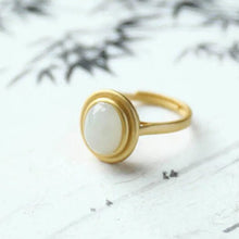 Load image into Gallery viewer, Lokaloca Natural Fine Jade Oval Opening Adjustable Ring
