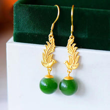 Load image into Gallery viewer, Lokaloca Natural Fine Jade Phoenix Earrings
