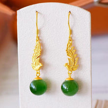 Load image into Gallery viewer, Lokaloca Natural Fine Jade Phoenix Earrings
