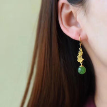 Load image into Gallery viewer, Lokaloca Natural Fine Jade Phoenix Earrings
