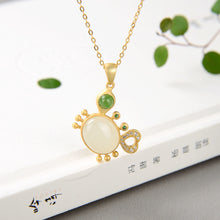 Load image into Gallery viewer, Natural Fine White Jade Crab Pendant Necklace Vintage Style Retro Elegant Lovely Women Charm Accessories
