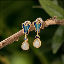 Load image into Gallery viewer, Natural Fine White Jade Water Drop Shaped Earrings Vintage Style Retro Unique Ancient Golden Craft Charm Female Brand Jewelry
