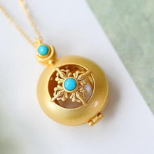 Load image into Gallery viewer, Natural Fine Turquoise Fritillaria Pendant Necklace Vintage Style Retro Luxury Charm Women&#39;s Silver Jewelry
