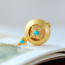 Load image into Gallery viewer, Natural Fine Turquoise Fritillaria Pendant Necklace Vintage Style Retro Luxury Charm Women&#39;s Silver Jewelry
