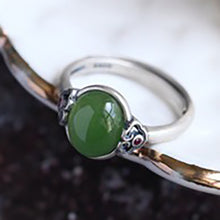 Load image into Gallery viewer, Natural Fine Jade Jasper Thai Silver Open Ring Vintage Retro Original Design Luxury Charm Women&#39;s Brand Jewelry
