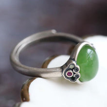 Load image into Gallery viewer, Natural Fine Jade Jasper Thai Silver Open Ring Vintage Retro Original Design Luxury Charm Women&#39;s Brand Jewelry
