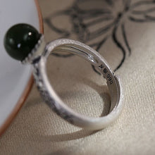 Load image into Gallery viewer, Natural Fine Jade Jasper Adjustable Ring Vintage Retro Style Original Designer Unique Craft Thai Silver Charm Jewelry
