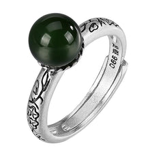 Load image into Gallery viewer, Natural Fine Jade Jasper Adjustable Ring Vintage Retro Style Original Designer Unique Craft Thai Silver Charm Jewelry
