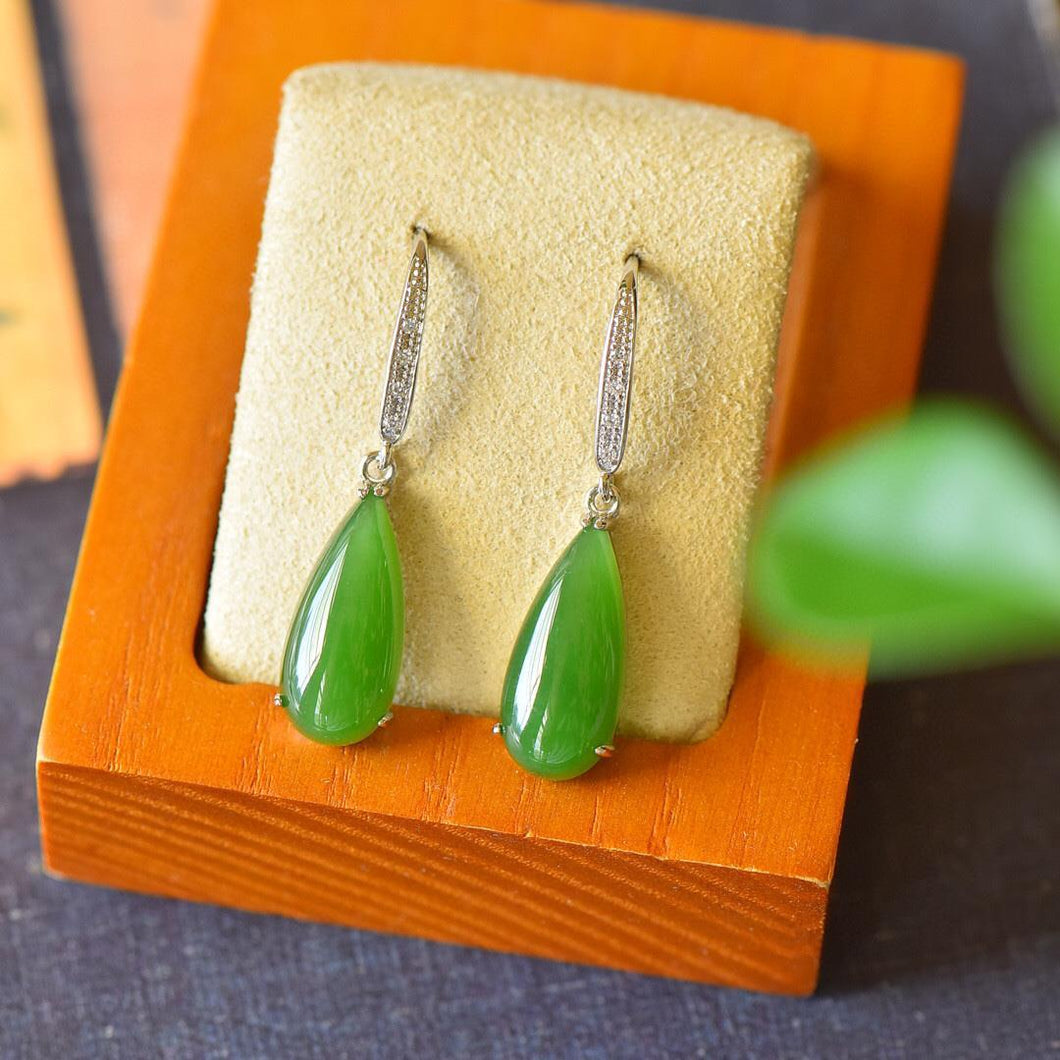 Lokaloca Natural Fine Jade Jasper Drop Earrings