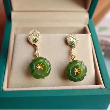 Load image into Gallery viewer, Lokaloca Natural Jade Blossom Drop Earrings
