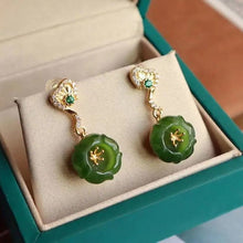 Load image into Gallery viewer, Lokaloca Natural Jade Blossom Drop Earrings
