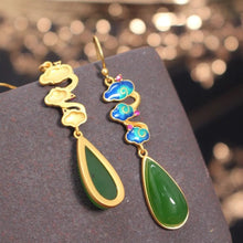 Load image into Gallery viewer, Lokaloca Natural Fine Jade Jasper Enamel Porcelain Craft Earrings
