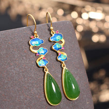 Load image into Gallery viewer, Lokaloca Natural Fine Jade Jasper Enamel Porcelain Craft Earrings
