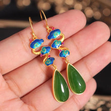 Load image into Gallery viewer, Lokaloca Natural Fine Jade Jasper Enamel Porcelain Craft Earrings
