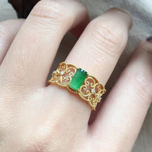 Load image into Gallery viewer, Natural Fine Jade Jasper Geometric Opening Adjustable Ring Vintage Retro High-end Luxury Charm Women&#39;s Silver Jewelry
