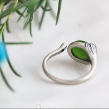 Load image into Gallery viewer, Natural Fine Jade Jasper Plant Open Ring Vintage Style Retro Thai Silver Bohemian Elegant Charm Women&#39;s Brand Jewelry
