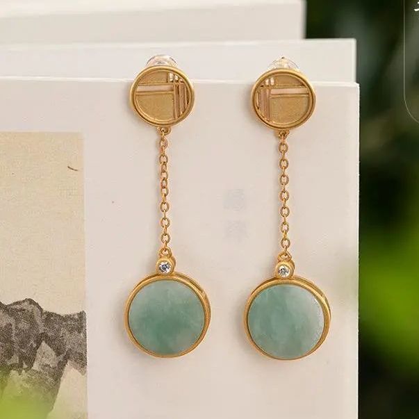 Lokaloca Natural Fine Jade Tassel Earrings