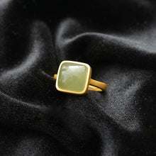 Load image into Gallery viewer, Natural Fine Jade Jasper Square Opening Adjustable Ring Vintage Style Retro Creative Luxury Charm Women&#39;s Silver Jewelry
