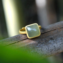 Load image into Gallery viewer, Natural Fine Jade Jasper Square Opening Adjustable Ring Vintage Style Retro Creative Luxury Charm Women&#39;s Silver Jewelry
