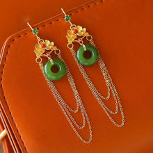 Load image into Gallery viewer, Lokaloca Natural Fine Jade Jasper Tassel Earrings
