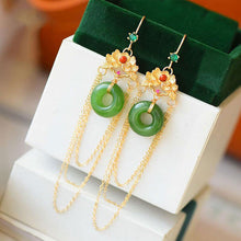 Load image into Gallery viewer, Lokaloca Natural Fine Jade Jasper Tassel Earrings
