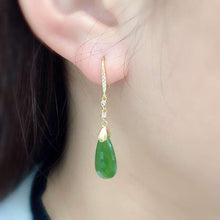 Load image into Gallery viewer, Natural Fine Jade Jasper Water Drop Long Earrings Vintage Retro Luxury Charm Ladies Silver Jewelry
