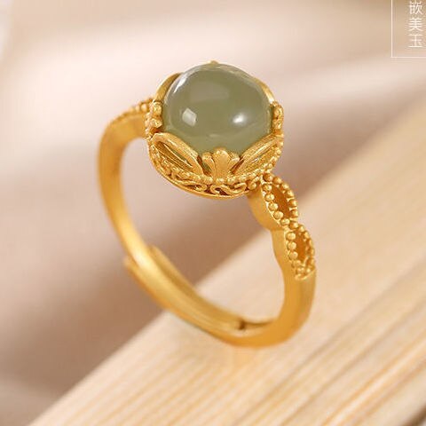 Lokaloca Natural Fine JadeTwist Opening Adjustable Ring