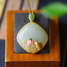 Load image into Gallery viewer, Natural Fine White Jade Koi Pendant Necklace Vintage Style Retro Lotus Elegant Women&#39;s Jewelry
