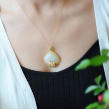 Load image into Gallery viewer, Natural Fine White Jade Koi Pendant Necklace Vintage Style Retro Lotus Elegant Women&#39;s Jewelry
