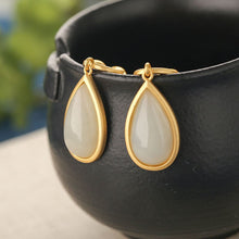 Load image into Gallery viewer, Lokaloca Natural Fine White Jade Dolphin Drop Earrings
