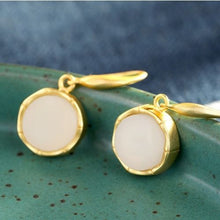 Load image into Gallery viewer, Natural Fine White Jade Round Earrings Vintage Style Retro Unique Craft Exquisite Women Silver Jewelry
