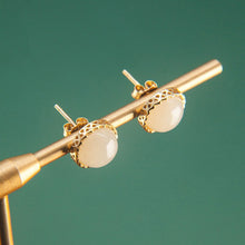 Load image into Gallery viewer, Natural Fine White Jade Earrings Vintage Retro Delicate Design Women&#39;s Silver Jewelry
