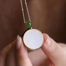 Load image into Gallery viewer, Lokaloca Natural Fine White Jade Round Pendant Necklace
