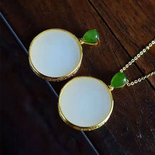 Load image into Gallery viewer, Lokaloca Natural Fine White Jade Round Pendant Necklace
