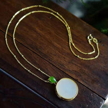 Load image into Gallery viewer, Lokaloca Natural Fine White Jade Round Pendant Necklace
