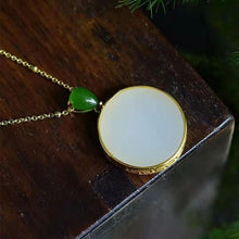 Load image into Gallery viewer, Lokaloca Natural Fine White Jade Round Pendant Necklace
