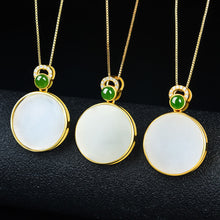 Load image into Gallery viewer, Natural Fine White Jade Pendant Necklace Vintage Style Retro Unique Craft Charm Women&#39;s Jewelry
