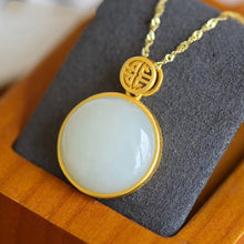 Load image into Gallery viewer, Natural Fine White Jade Round Pendant Necklace Vintage Classical Unique Craft Luxury Women&#39;s Jewelry
