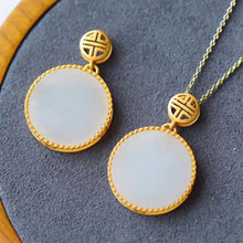 Load image into Gallery viewer, Natural Fine White Jade Round Pendant Necklace Vintage Classical Unique Craft Luxury Women&#39;s Jewelry
